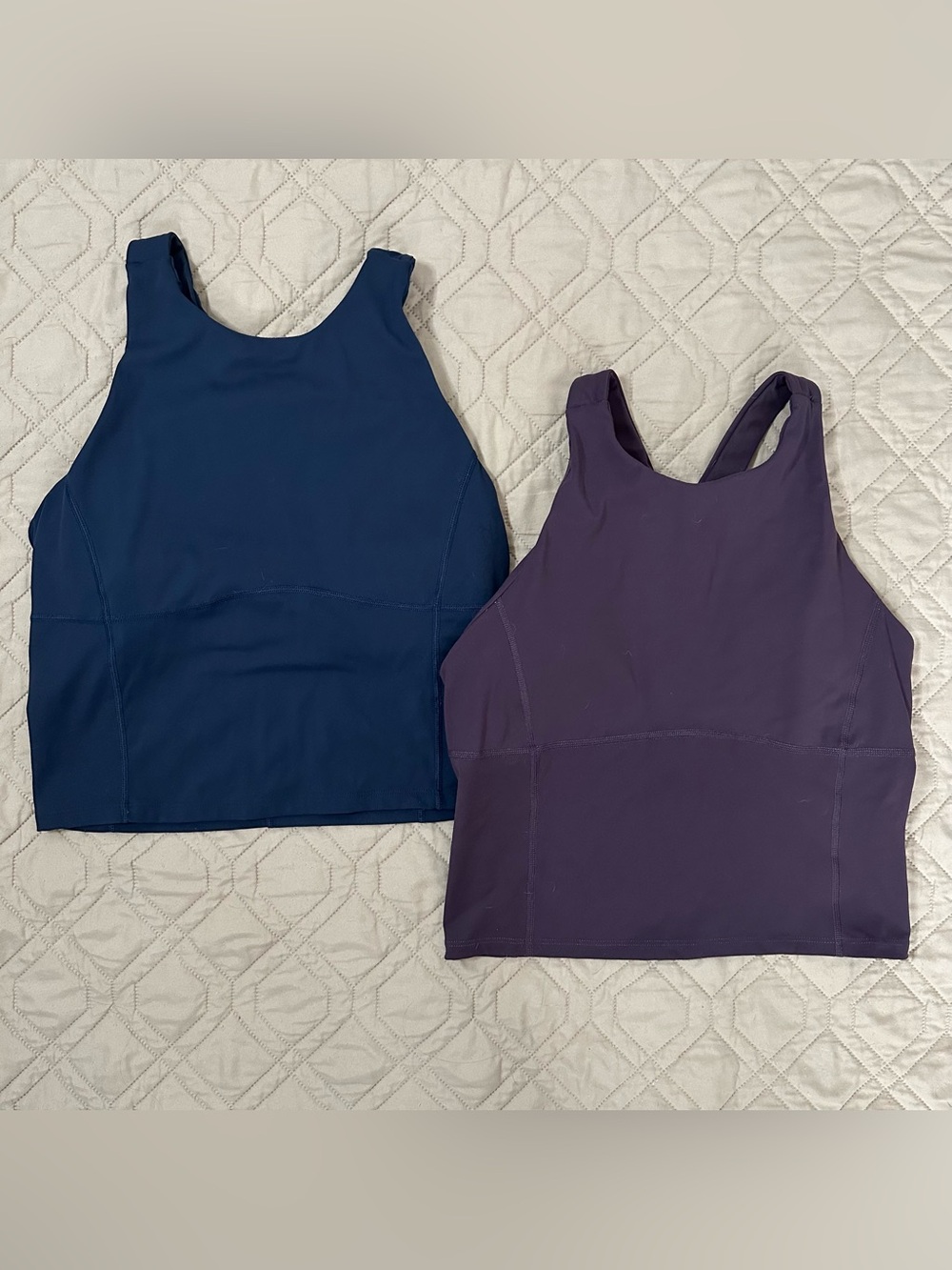 Women's High-Neck Active Crop Top - Navy & Plum